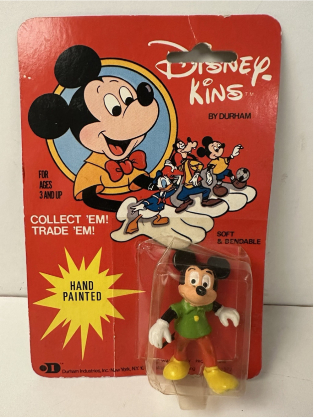 Vintage Disney Kins Mickey Mouse Bendable Figure MOC Durham Industries Sealed